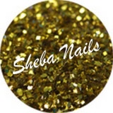 chunky glitter nail art golden coins